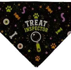 Halloween Dog bandana, Treat inspector slide-on collar pet scarf