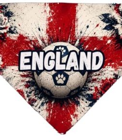 England supporter Football Dog Bandana, roses and ball Slide on Collar Pet Scarf, England Cat Bandana, Football Neckpiece for Pets